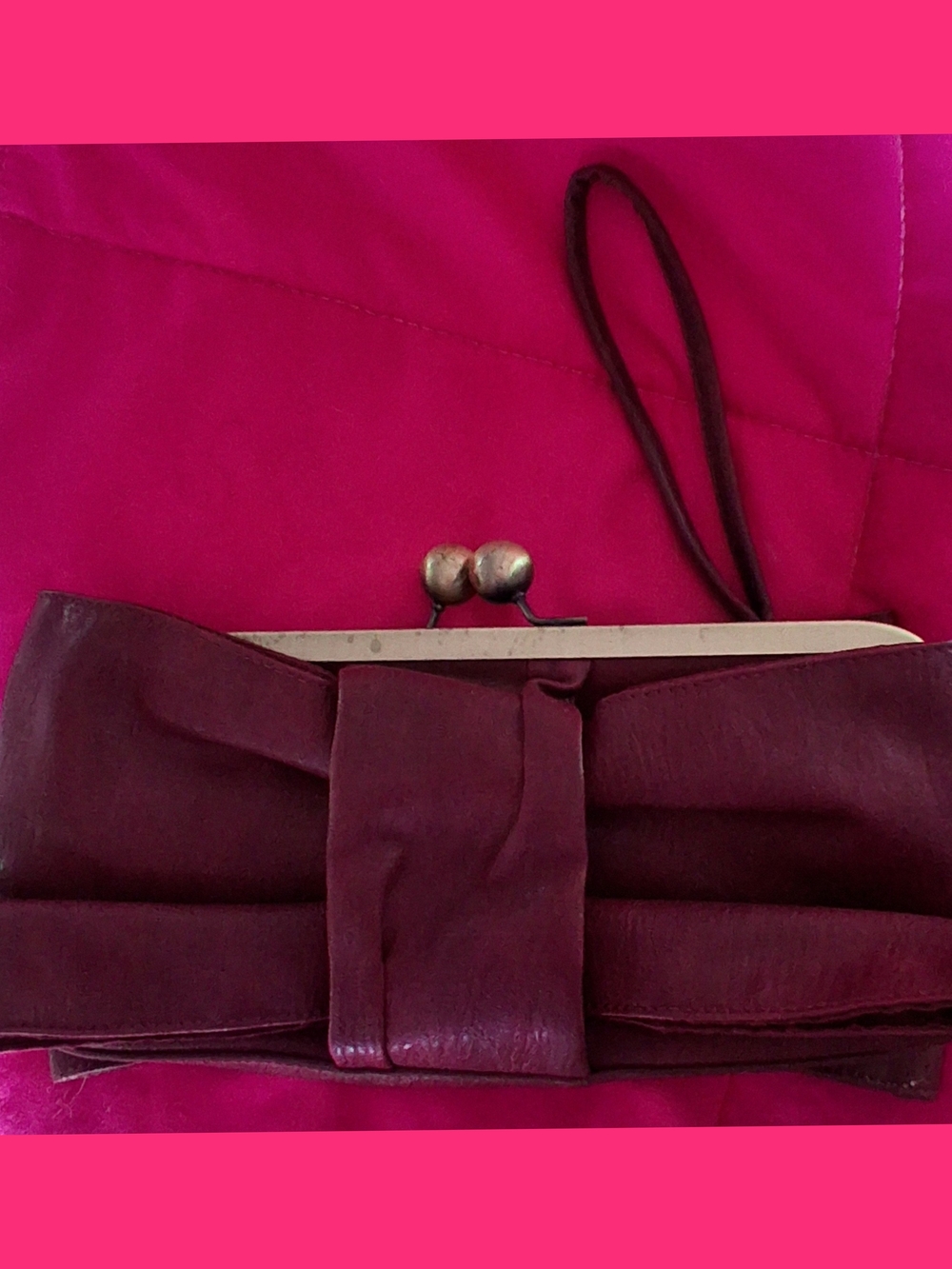 Women's Bow Accent Clutch Bag in Deep Wine